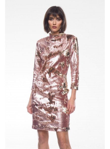 Sukienka z cekinów różowo-złota