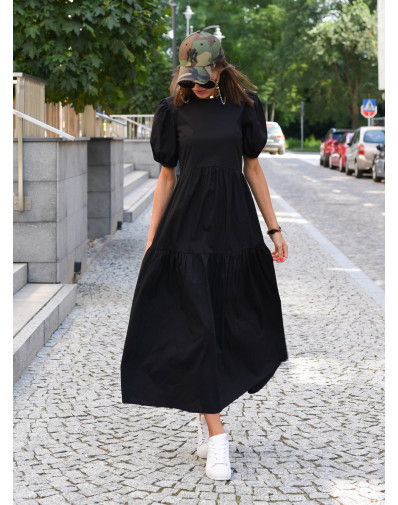 Sukienka Lissa z popeliny o szerokim kroju czarna