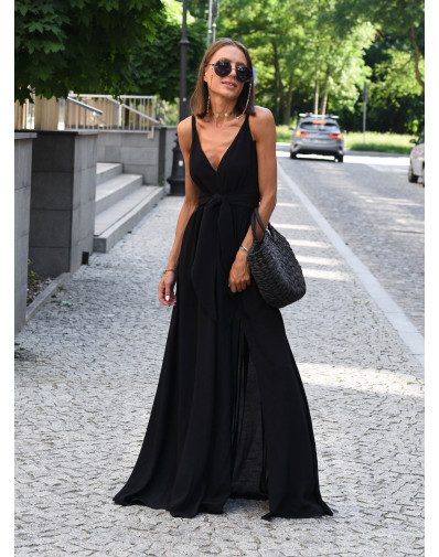 Sukienka Jasmin z szarfą czarna