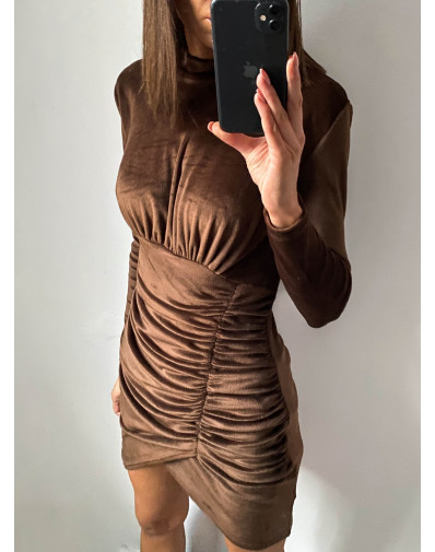 Sukienka Mona z weluru czekoladowa