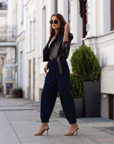 Spodnie Jeansowe Typu Cargo Bojówki