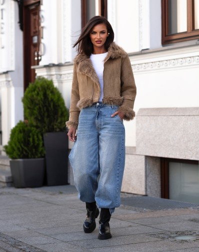 Kożuch Krótki Na Zamek Beż