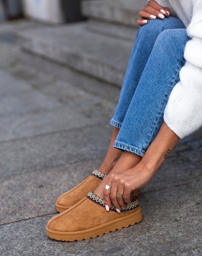 Botki Satin niskie na Platformie Camel