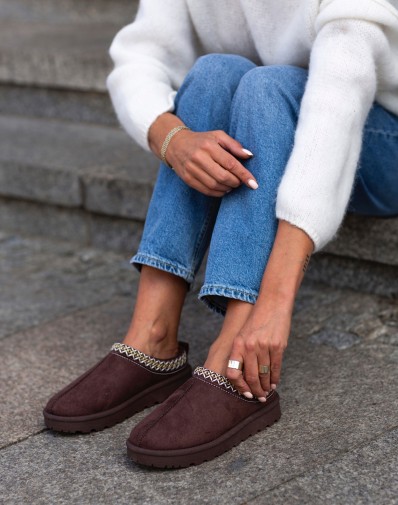 Botki Satin niskie na Platformie Czekoladowe