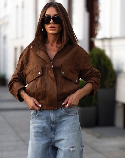 Kurtka Zamszowa Eris Ciemny Camel