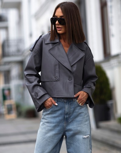 Trencz z Eko Skóry Szary