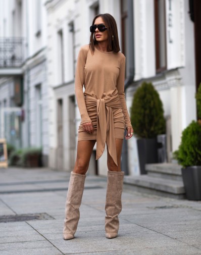 Sukienka Zoya Mini z Szarfą Camel