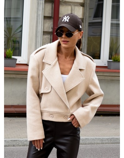 Kurtka Krótka z Wełny Mari Beż