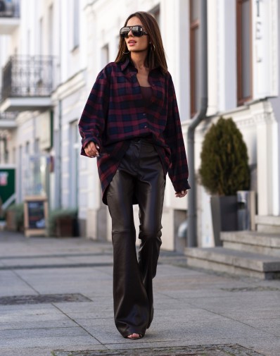 Koszula Grace w Kratę Granatowo Bordowa