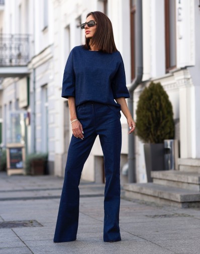 Spodnie Mora Ciemny Jeans Rozszerzane