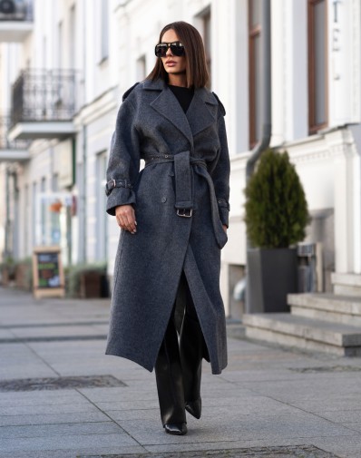 Płaszcz Maxi z Wełny Gloria Grafit