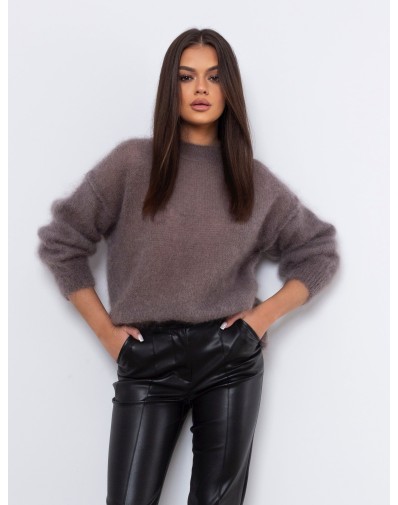 Klasyczny Sweter Mera ze Szwem Cappuccino