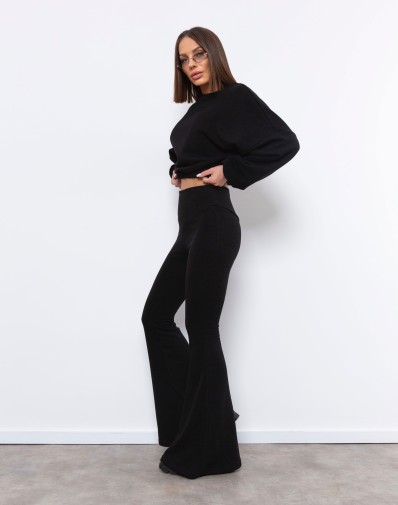 Komplet Dresowy Harper z Szerokimi Nogawkami Czarny