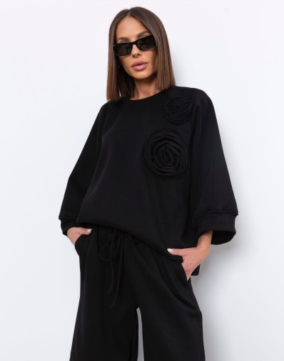 Komplet Dresowy Rose Oversize Czarny