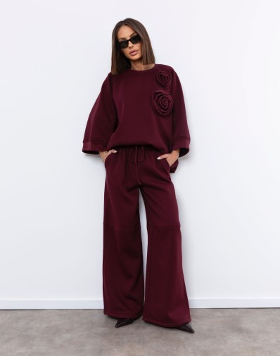 Komplet Dresowy Rose Oversize Bordowy