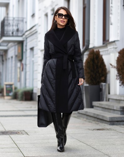 Płaszcz pikowany z wełną i kaszmirem