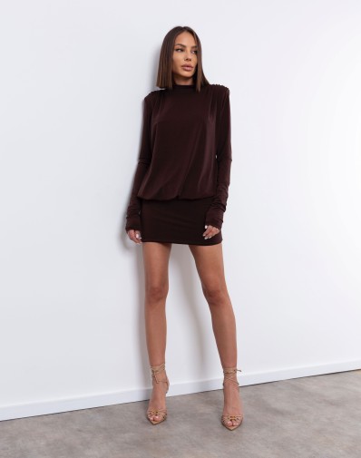 Sukienka Lara Z Odkrytymi Plecami Czekoladowa