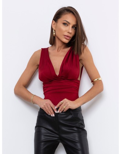 Body Pola z Marszczeniem Czerwone