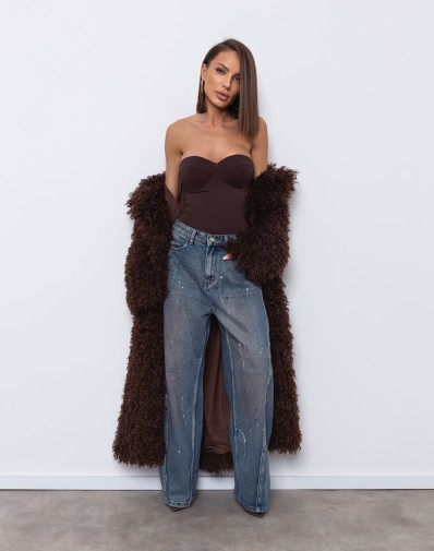 Spodnie Jeansowe Typu Balloon z Farbą