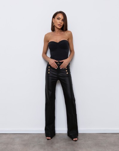 Spodnie z tkaniny woskowanej z Ozdobnymi Guzikami