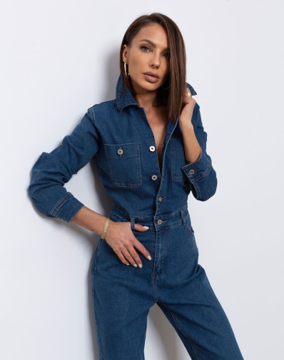 Kombinezon z Prostą Nogawką Jeans