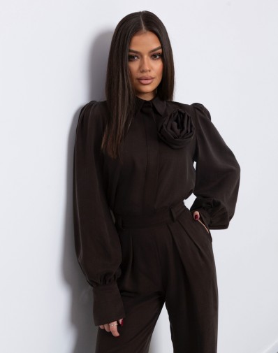 Komplet Rosmeri z kwiatem Czekoladowy