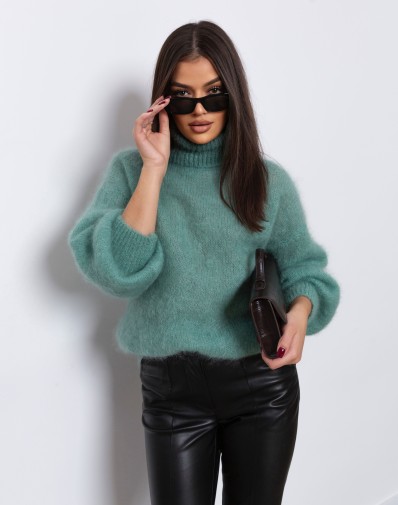 Sweter z Golfem Kid Moher Miętowy