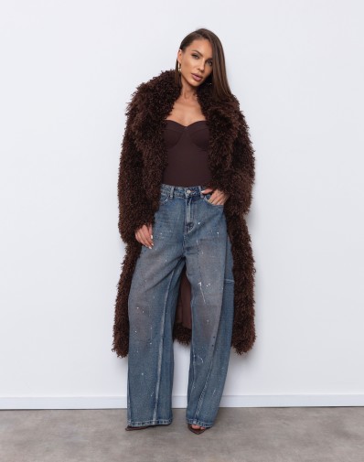 Futerko Maxi z Długim Włosiem Brązowe Wiązane