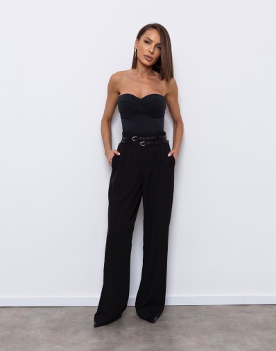 Szerokie Spodnie z Podwójnym Paskiem