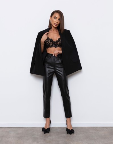 Spodnie Chinosy eko skóra Czarne