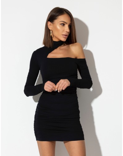 Sukienka Mini Liwia Drapowana na Jedno Ramię