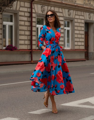 Sukienka Jessi z rękawem Niebieska GAT.II