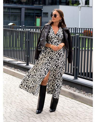 Sukienka Elma z rozporkiem w cętki GAT II