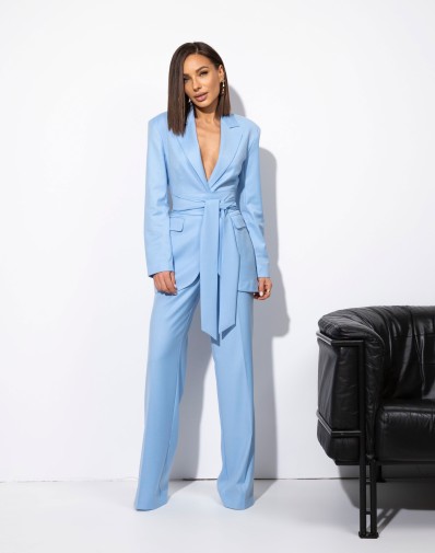 Marynarka Orlando Taliowana Z Paskiem Błękitna