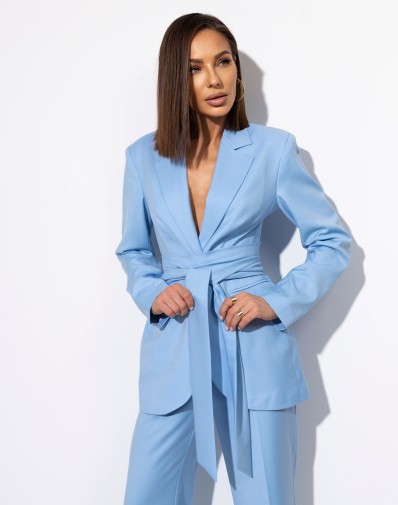 Marynarka Orlando Taliowana Z Paskiem Błękitna