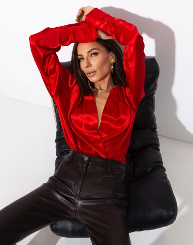 Koszula Lana satyna czerwień