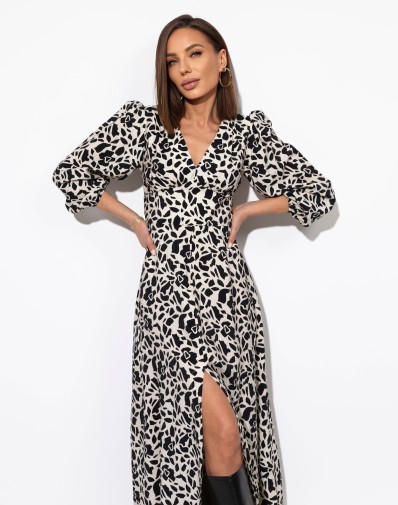 Sukienka Elma z rozporkiem w cętki