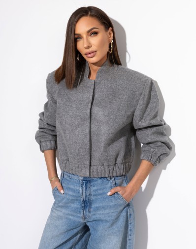 Kurtka Bomberka z flauszu szary melanż