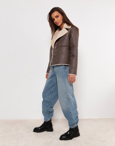 Kożuch czekoladowy krótki GAT II