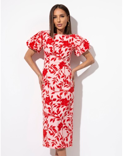 Sukienka Elif Midi Bufiaste Rękawy