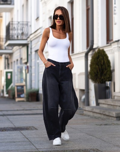 Spodnie Jeansowe Typu Balloon Ciemny Szary