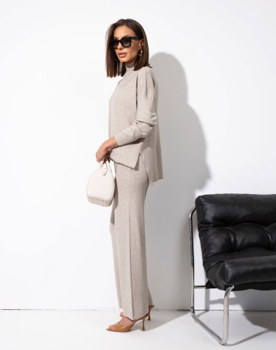 Sweterkowy Komplet Sara Beżowy