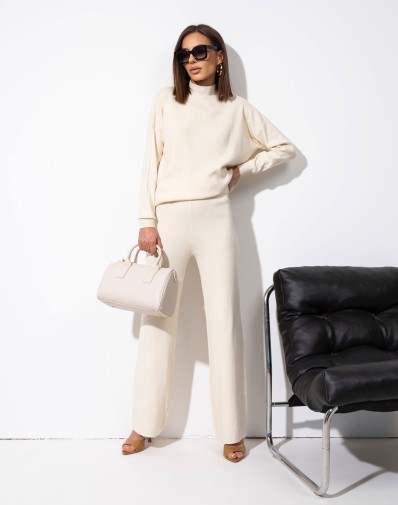 Sweterkowy Komplet Sara Kremowy