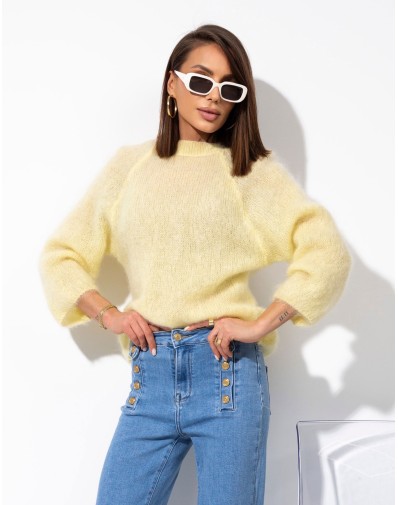 Klasyczny Sweter bez Zapięć Cytrynowy