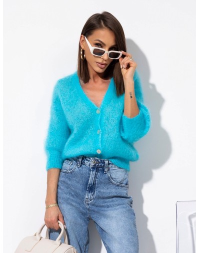 Sweter w serek Kid Moher 3/4 Niebieski