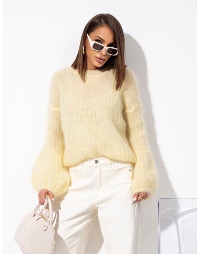 Sweter z szerokimi rękawami Kid Moher Cytrynowy