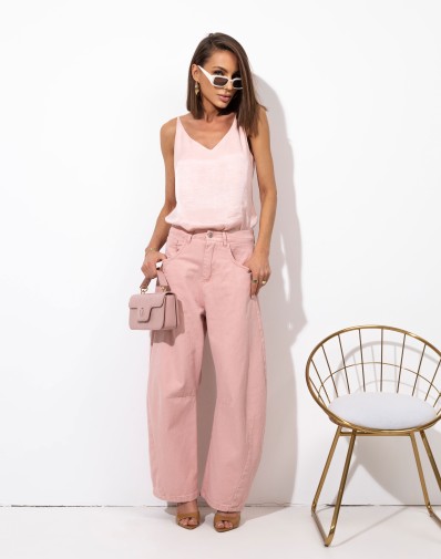 Spodnie Jeansowe Typu Balloon Różowe