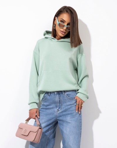 Masełkowa Bluza z Kapturem Pistacjowa