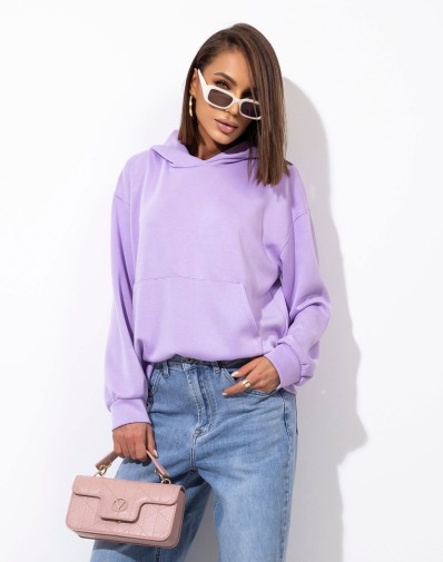 Masełkowa Bluza z Kapturem Fioletowa