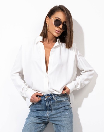 Koszula Karin z Powijanymi Ramionami Śmietankowa